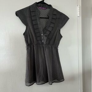 Smart Set Charcoal Ruffled Blouse